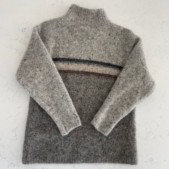 Fisherman Out Of Ireland Pure New Wool Chunky LS Pull Over Sweater Grey Brown M - Picture 7 of 12